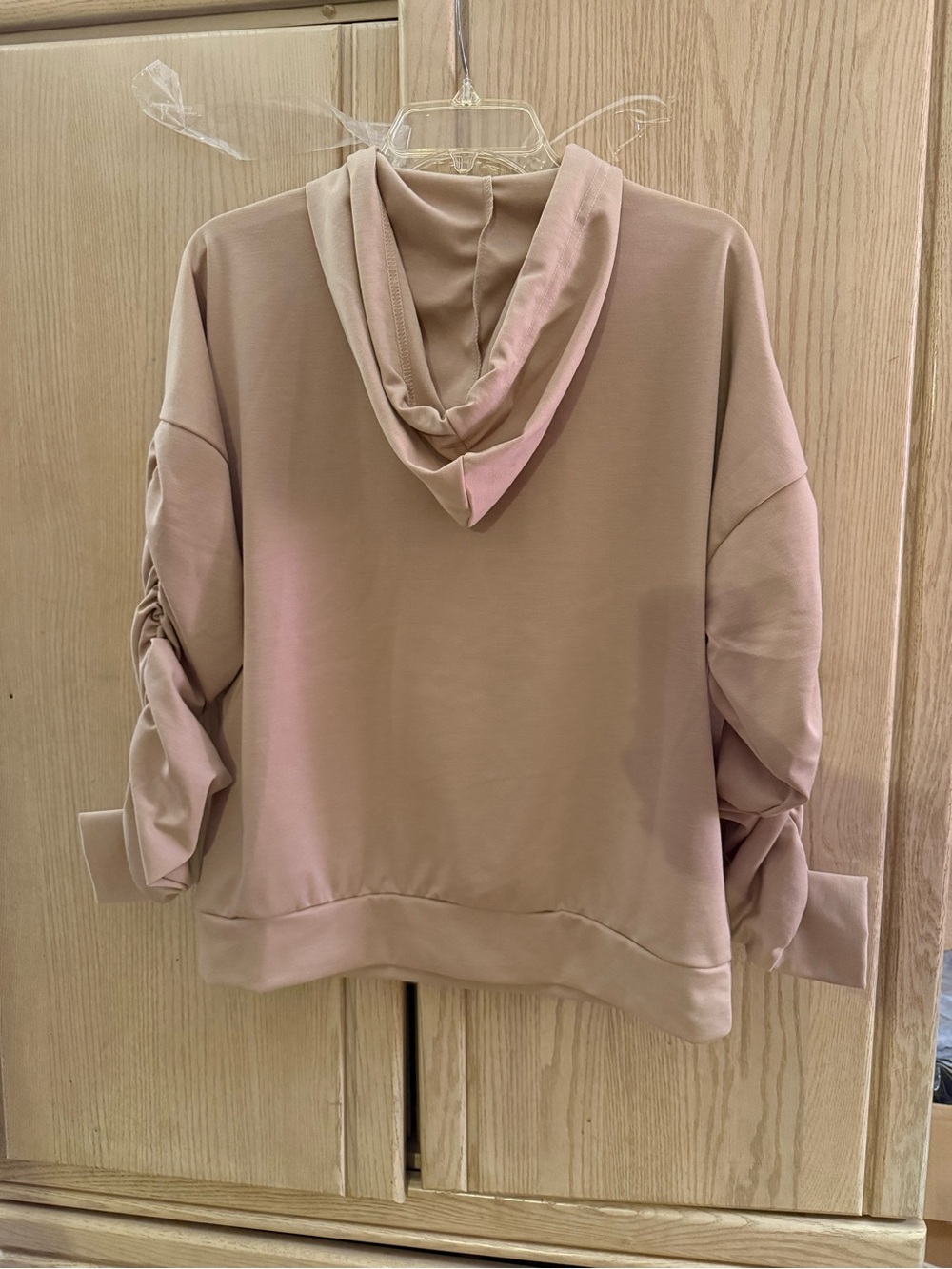 Women's Hooded Pullover Sweatshirt in beige - Picture 4 of 5